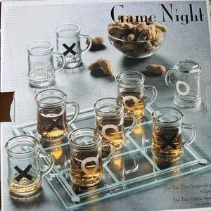 Game Night Tic Tac Toe Shot Glasses Set - Clear Glass with X & O